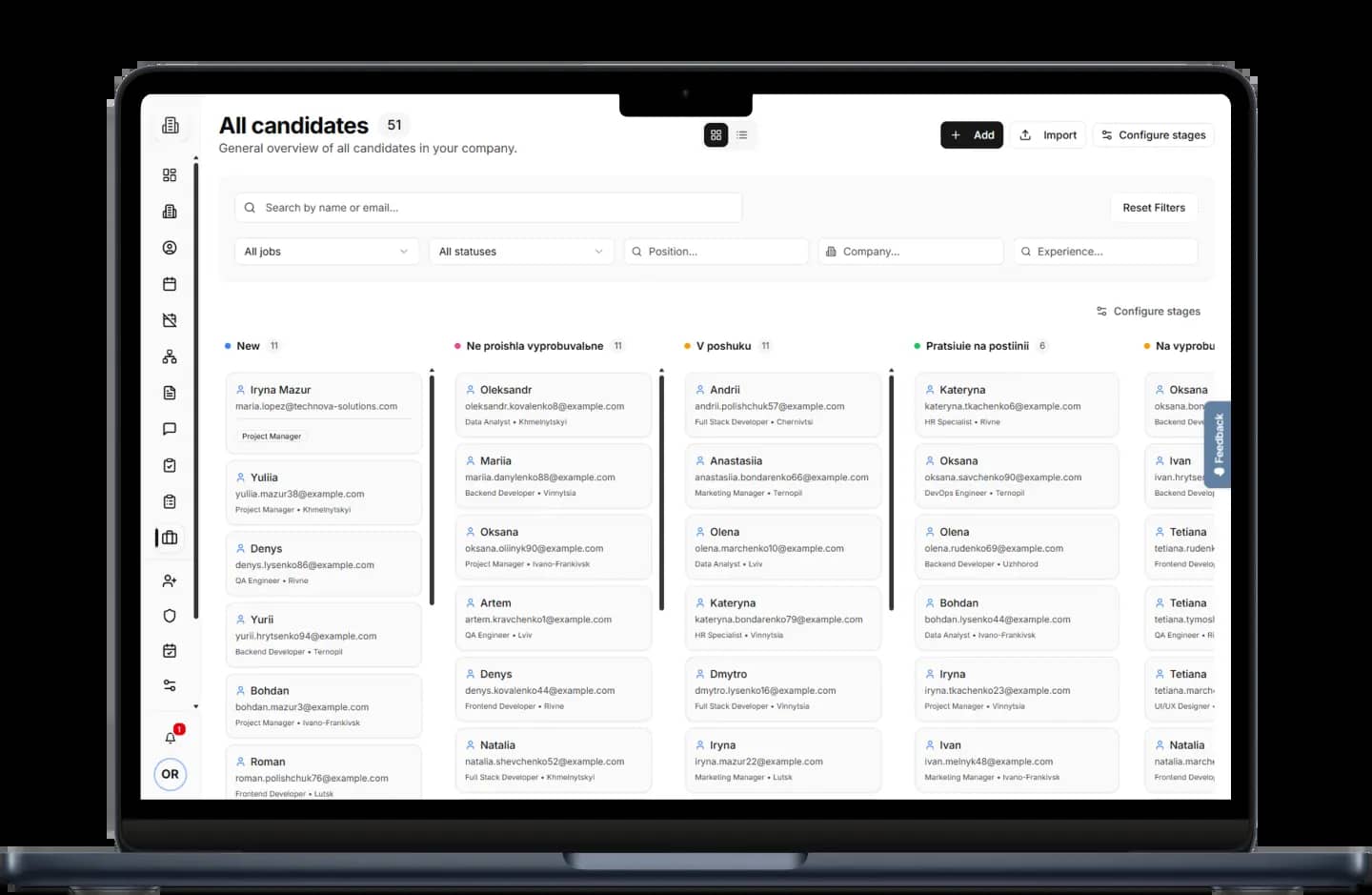 Every candidate on one kanban
